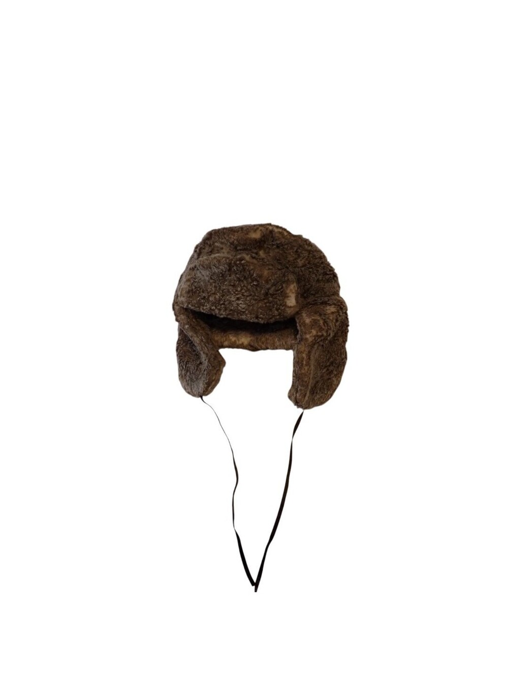 Restoration Hardware RH Trapper Hat M/L Brown Faux Fur Quilted Lining Ear Flap